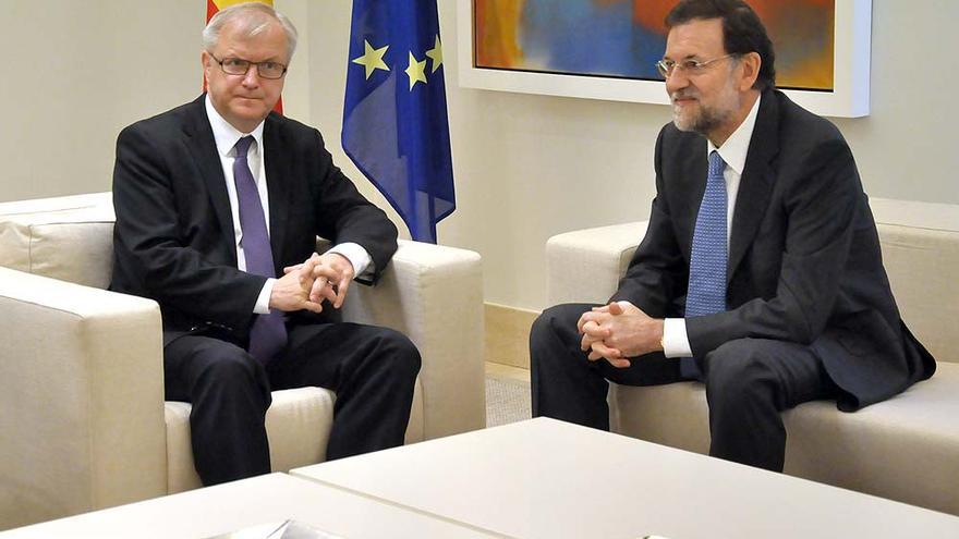 Mariano Rajoy junto al comisario europeo de Asuntos Económicos y Monetarios, Olli Rehn, en su reciente visita a España.