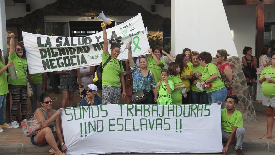 Protesta de Las Kellys en un hotel de Lanzarote