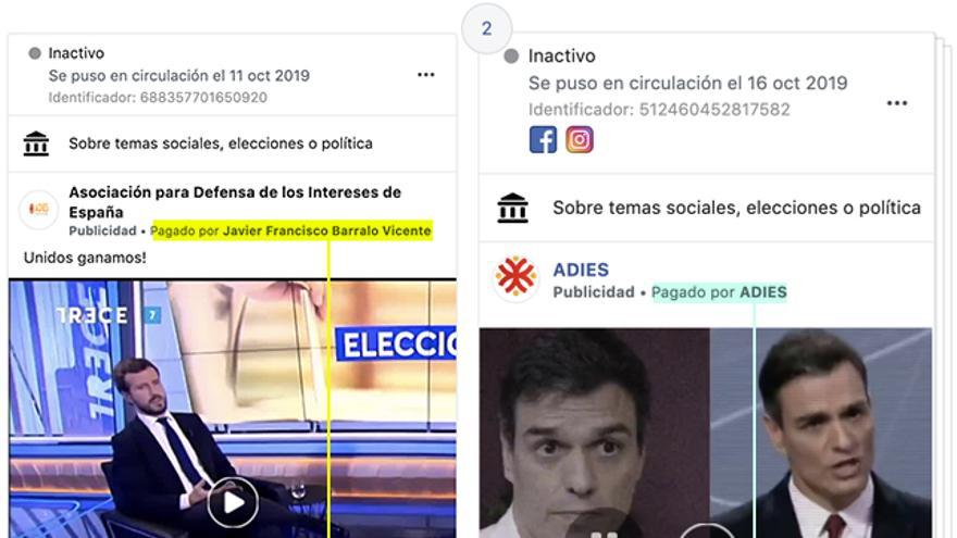 La página de la 'Asociación para la defensa de los intereses de España' borró su perfil y creó uno nuevo para borrar el rastro de Javier Barrallo y su inversión en anuncios políticos, pero estos permanecen accesibles en la herramienta de transparencia de Facebook.