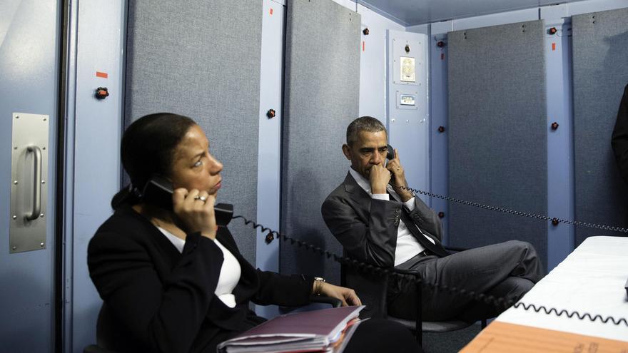 Barack Obama junto a la consejera de Seguridad Nacional Susan Rice en 2016.