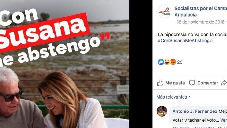 Campaña de publicaciones en Facebook que pidió la abstención contra Susuna Díaz en las elecciones andaluzas de 2018, que varias fuentes atribuyen al consultor Aleix Sanmartín.