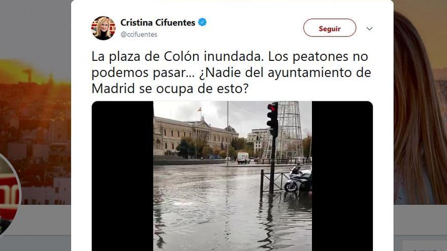 Cifuentes, contra el Ayuntamiento de Madrid por una inundación que es competencia del gobierno regional