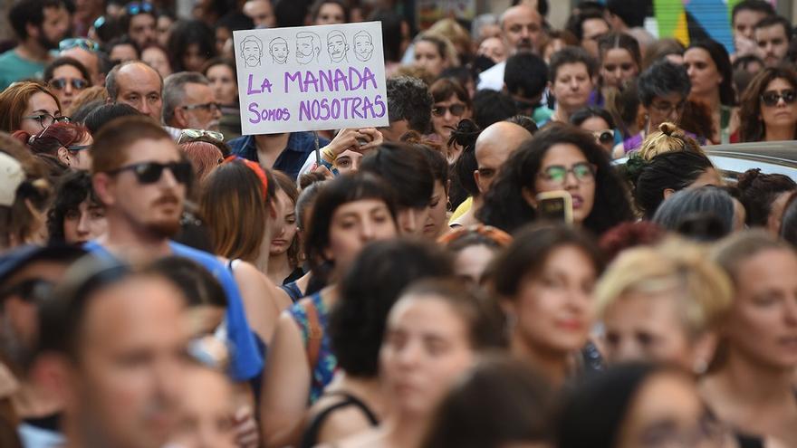 Concentración en Madrid contra la puesta en libertad de los miembros de la manada 