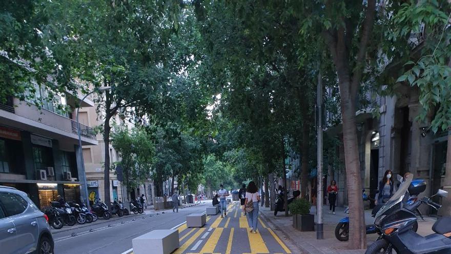 Pedestrian corridor in Consell de Cent street