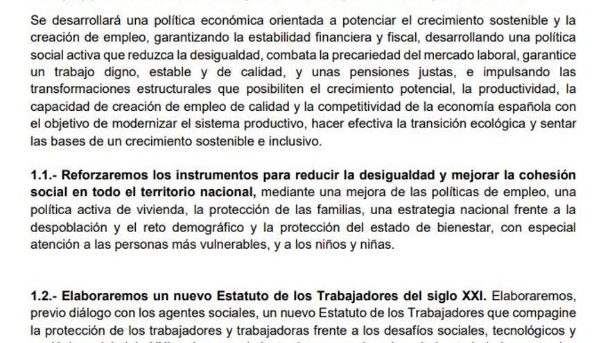 Este es el programa completo del Gobierno de coalición de PSOE y Unidas Podemos