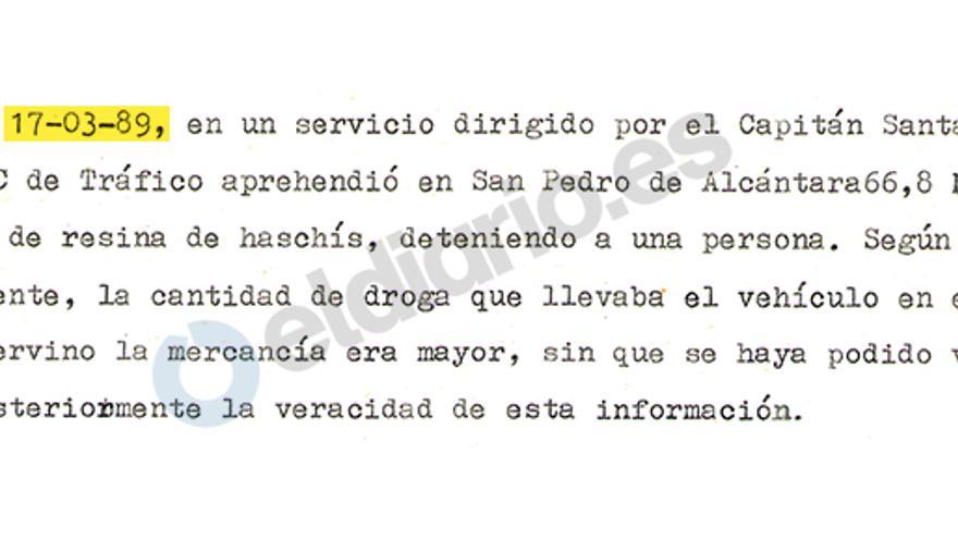 Extracto del informe del Servicio de Información de Guardia Civil de 1990