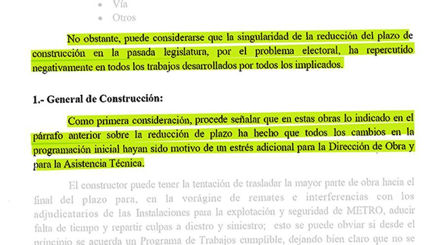Extracto del informe fin de obra de la ampliación de la línea 7 de Metro de Madrid.