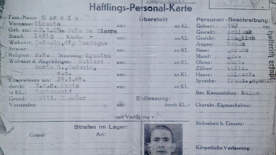 Ficha de prisionero que elaboraron los SS de Buchenwald.