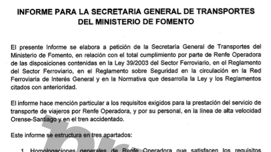 Firma de Antonio Lanchares diciendo que Renfe cumplía con la normativa en la auditoría encargada por Ana Pastor tras el accidente