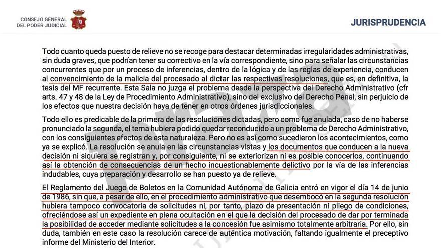 Fragmento de la condena a Barreiro Rivas por el Tribunal Supremo