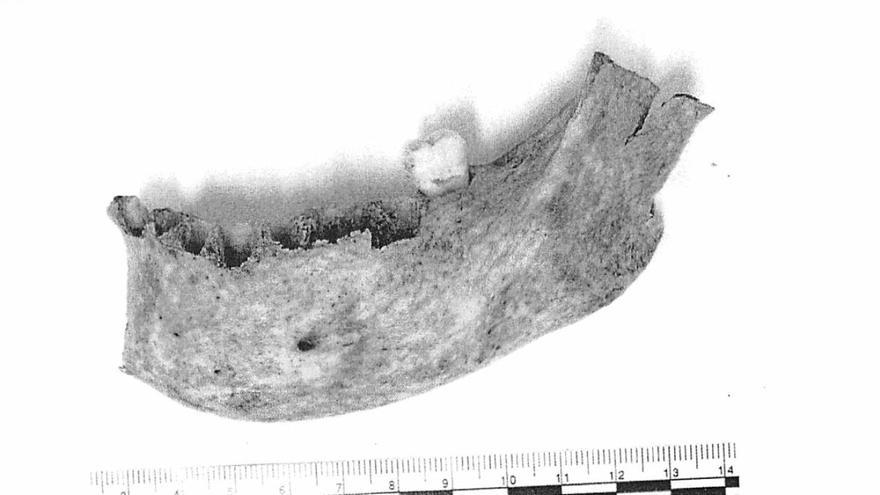 Fragmento de la mandíbula de Eloy Campillo encontrada en la sima.