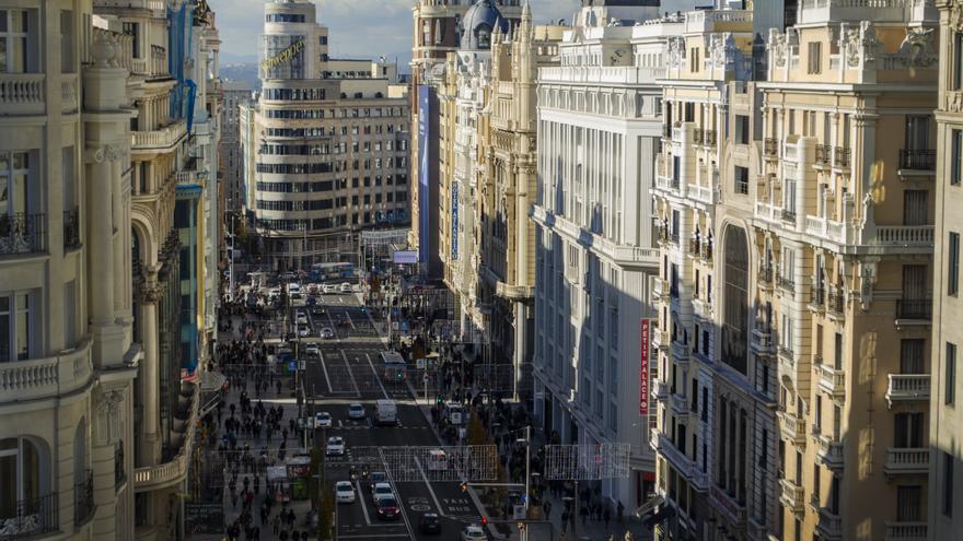 Gran Vía en el primer día de Madrid Central 