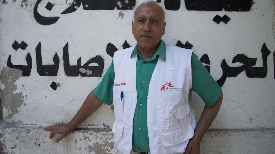 Hamed, vigilante en una de las clínicas de Gaza.
