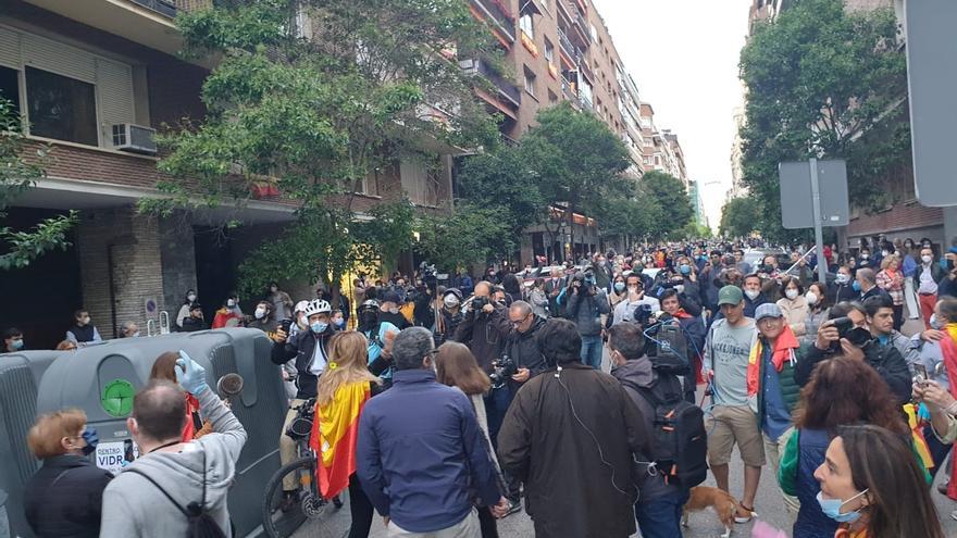 Imagen de la concentración de este miércoles en la calle Núñez de Balboa. / Europa Press