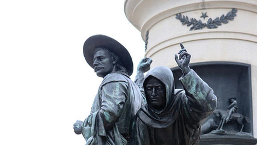 Imagen de la estatua Primeros Días, parte del complejo Monumento a los Pioneros, situado en San Francisco.