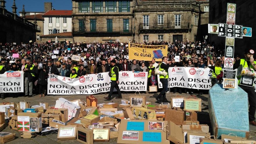 Manifestación el pasado 24 de febrero en Santiago del personal de la Justicia en huelga en Galicia