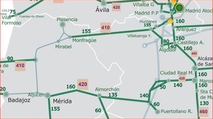 Mapa Adif Extremadura