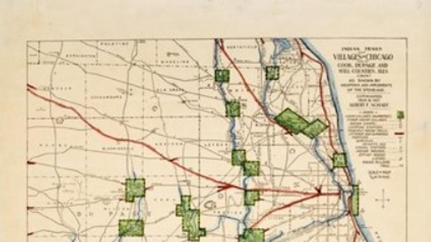 Mapa de los senderos y pueblos indígenas americanos de Chicago