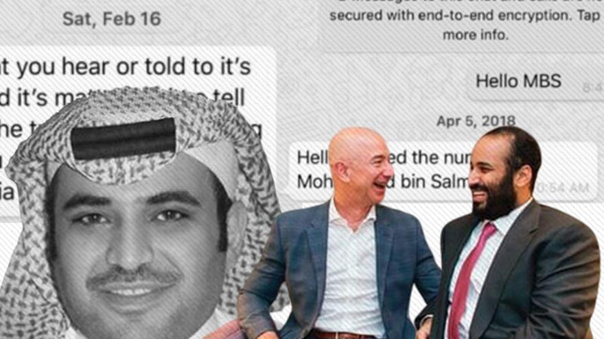 Montaje que muestra a Mohammed bin Salman y Jeff Bezos