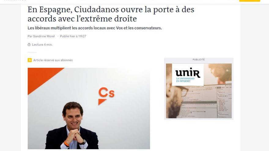 Página web de Le Monde.
