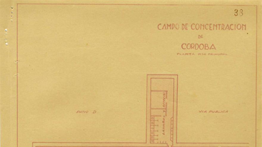 Plano del campo de concentración del Convento de San Cayetano en Córdoba.
