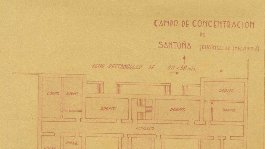 Plano realizado por el Ejército franquista del campo de concentración de Santoña