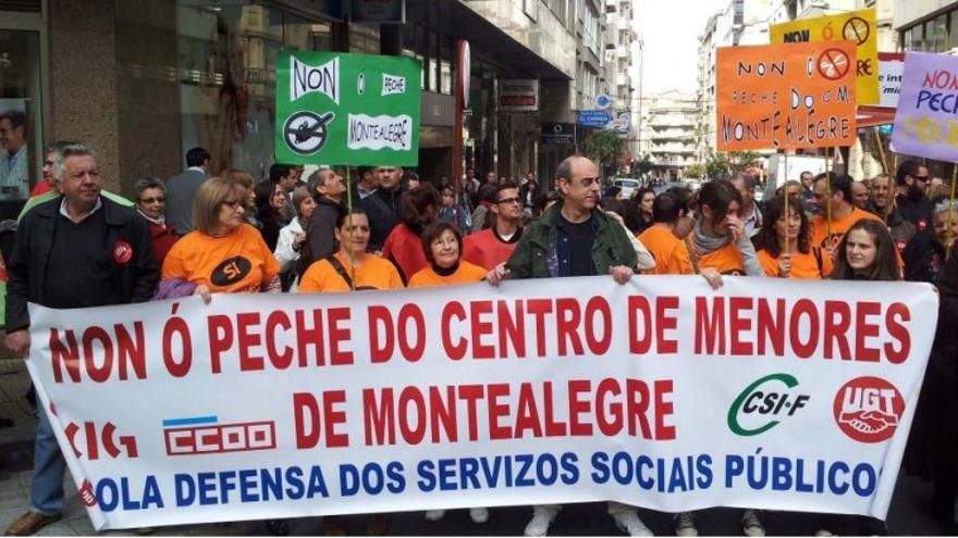Protesta en Ourense contra el cierre del centro de Montealegre, en 2012