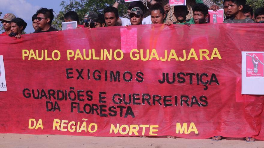 Protesta por la muerte del líder indígena Paulo Paulino Guajajara
