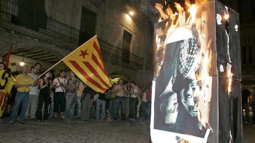 Imagen de hemeroteca de las protestas en 2007 por la presencia del rey Juan Carlos en Girona