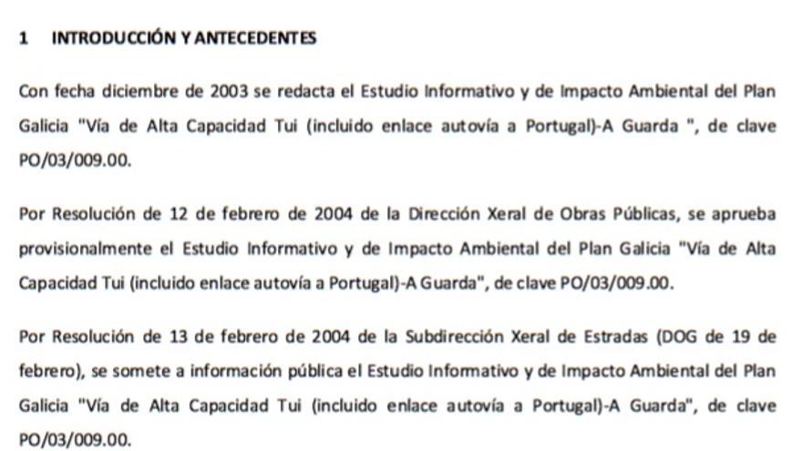 Repaso histórico al proyecto del corredor del Baixo Miño hecho por la Xunta en el que recuerda su origen en el Plan Galicia 