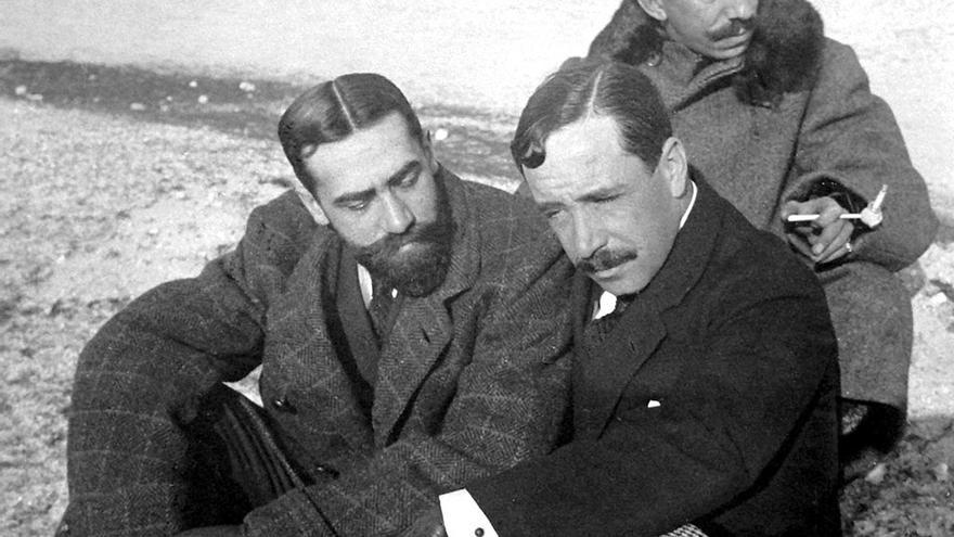 Amós Salvador Carreras, Manuel de Cárdenas y Octavio Álvarez Carballo, en Laciana en 1914.
