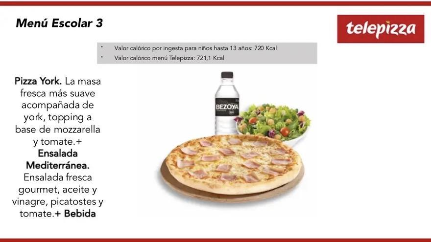 Uno de los menús de Telepizza que se repartirán para los menores en la Comunidad de Madrid.