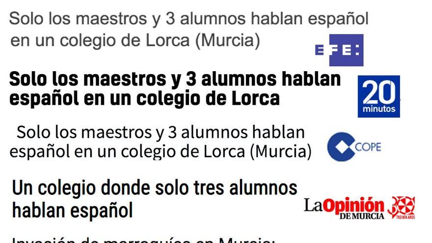 No, no es cierto que en un colegio de Lorca sólo hablen español los maestros y tres alumnos