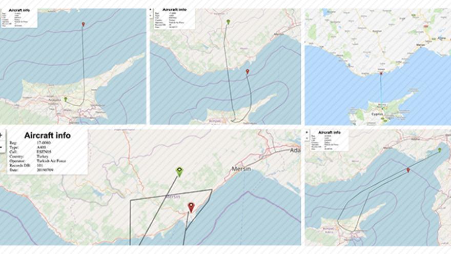 Las imágenes del radar muestran diversos vuelos de aviones A400M turcos hacia el norte de Chipre.