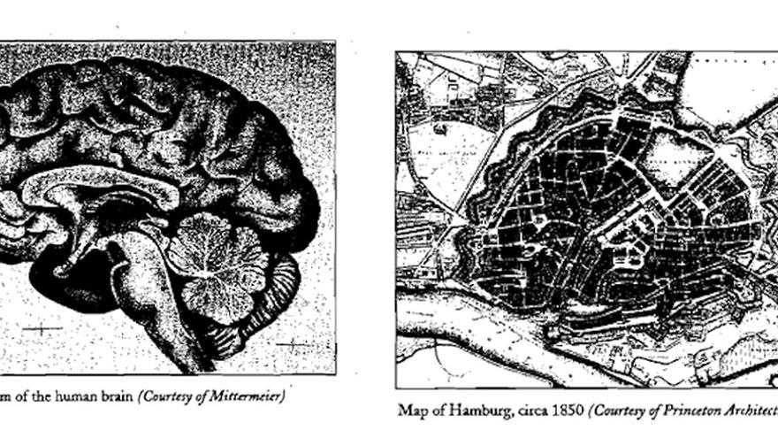 Una mapa de Hamburgo (Alemania) y un cerebro