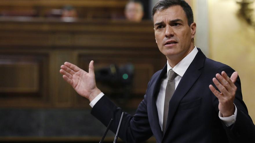 El secretario general del PSOE, Pedro Sánchez, defiende la moción de censura de lo socialistas.