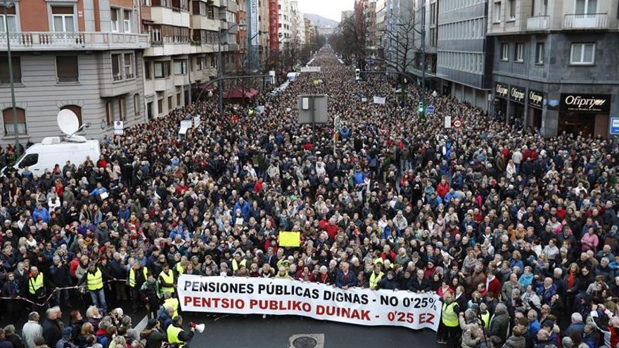 Unas 150.000 personas se manifiestan en Euskadi por unas pensiones dignas